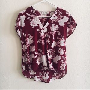 Criss-cross floral blouse